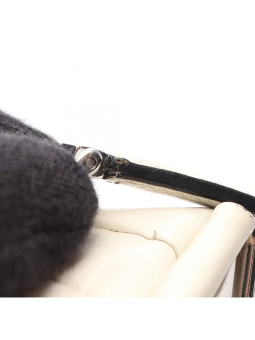 Prada Shoulder Bag Triangle White Black Leather